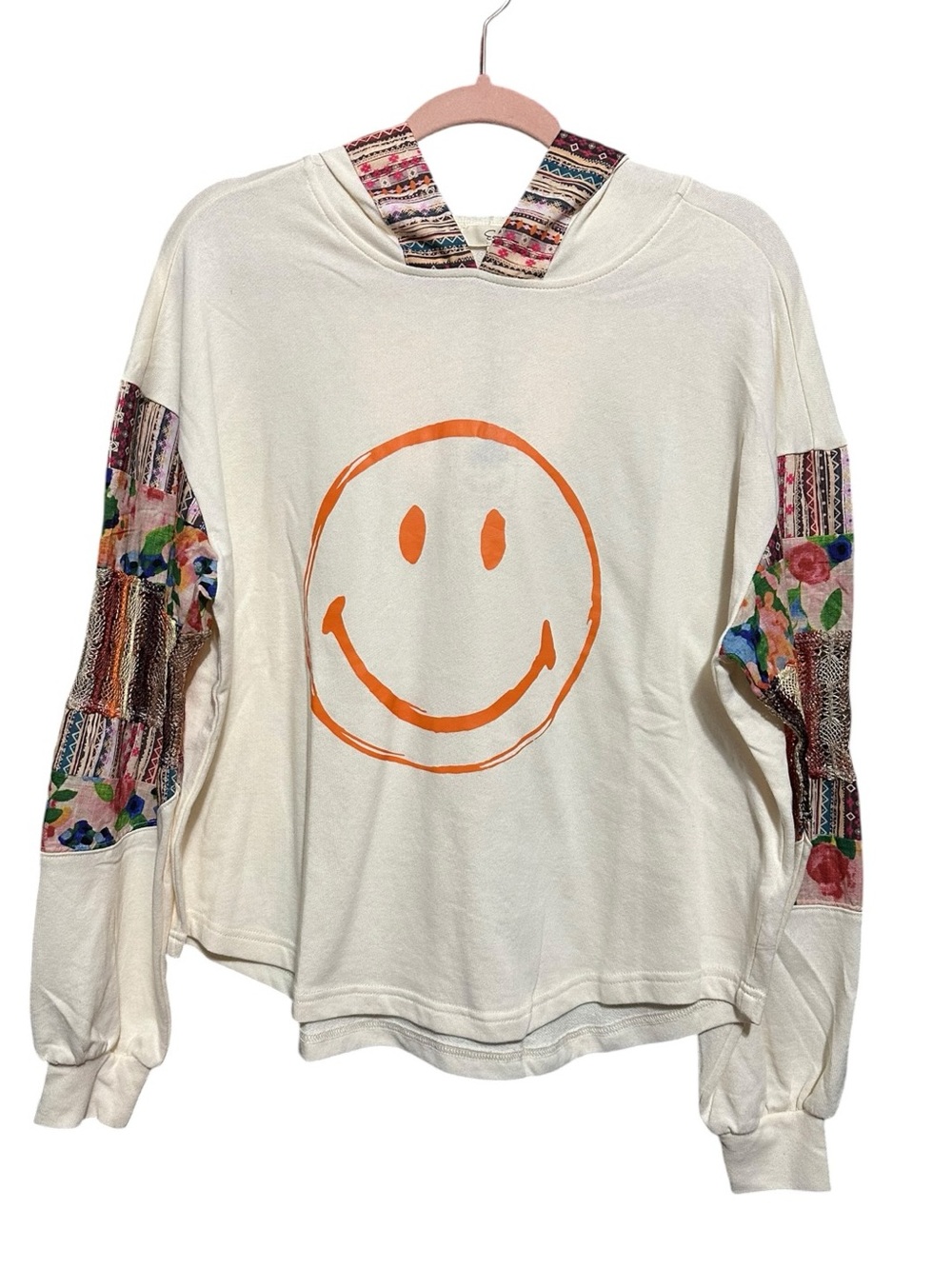 easel The Emery Smiley Face Mix Print Hoodie Pullover Size S - Picture 4 of 8